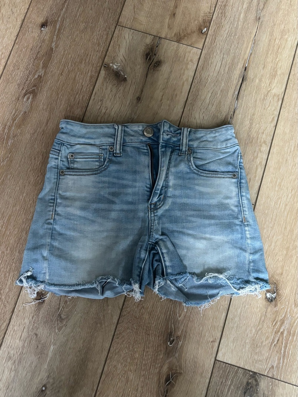 American Eagle Outfitters Light Blue Distressed Denim Shorts